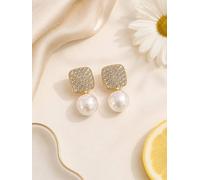 Lemon Daisy Accessories Women's Pearl & Crystal Drop Earrings Elegant Bridesmaid Wedding Jewellery in Gold Lemon Daisy Accessories Gold One Size
