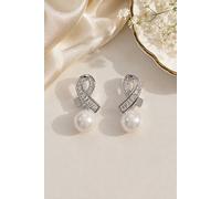 Lemon Daisy Accessories Women's Pearl Drop Earrings for Bridesmaids Wedding Guests in Silver Lemon Daisy Accessories Silver One Size