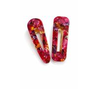 Lemon Daisy Accessories Women's Red Purple Marble Effect Hair Clips Set Glossy Resin Gold Detail Statement Barrettes in Plum & Pink for Bold Everyday Lemon Daisy Accessories Burgundy One Size