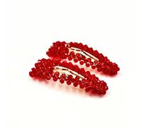 Lemon Daisy Accessories Women's Set of 2 Waterdrop Alani Hair Clips in Red Lemon Daisy Accessories Red One Size