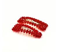 Lemon Daisy Accessories Women's Set of 2 Waterdrop & Rectangle Alani Hair Clips in Red Lemon Daisy Accessories Red One Size