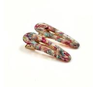 Lemon Daisy Accessories Women's Soft Pastel Hair Clips Gold Tone Marble Design in Pale Pink Lemon Daisy Accessories Pale Pink One Size