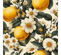 Lemon Daisy Peel and Stick Wallpaper Self-Adhesive Vintage Floral Contact Paper Non-Woven Canvas Removable Wall Paper for Living Room Bedroom Shelf Liner Walls Cabinets 44x1000 cm B-519