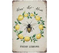 Lemon Decor For Kitchen, Metal Sign Lemons Bee Humble Bumble Bee Tin Sign, Lemonade Gifts, Antique Tin Sign Bee Decor Art, Gift for Home Outside Farm Garden Garage Outdoor 5.5x8 Inches