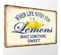 Lemon Decor Sign When Life Gives You Lemons Make Something Sweet Metal Tin Sign for Wall Decor 12x8inch