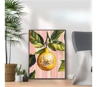 Lemon Disco Ball Kitchen Wall Art Print - Funky Retro Food Poster, Cute Aesthetic Fruit Decor for Kitchen, Dining Room or Bar Cart (A4 Print Only)
