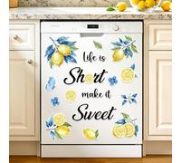 Lemon Dishwasher Magnet Cover Kitchen Decor Life is Short Make it Sweet Magnetic Vinyl Sheet Refrigerator Magnets Set Summer Water Color Room Decor Removable Fridge Car Mailbox Decoration Reusable