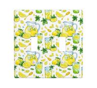Lemon Double Light Switch Cover Plate, Summer Fresh Pitcher Mint Summer Yellow Plastic Standard Size Toggle Light Switch Cover for New Apartment Home Bedroom Office Decor