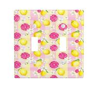 Lemon Double Light Switch Cover Plate, Summer Tropical Grapefruit Flower Summer Yellow Plastic Standard Size Toggle Light Switch Cover for New Apartment Home Bedroom Office Decor