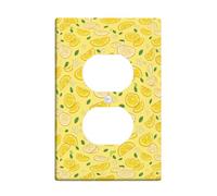 Lemon Duplex Outlet Covers Wall Plate, Summer Bright Slice Flower Summer Yellow Plastic Standard Size Face Plates for Electrical Outlets for New Apartment Home Bedroom Office Decor