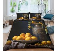 Lemon Duvet Cover Set Double Reversible Quilt Cover 155x220 cm Classical Retro Bedding Sets Ultra Soft 3D Comforter Covers Comfy Easy Care Non Iron Bed Set M-1661
