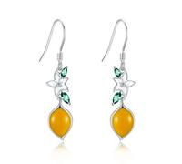 Lemon Earrings 925 Sterling Silver Yellow Lemon Dangle Earrings Cute Fruit Lemon Jewellery for Women
