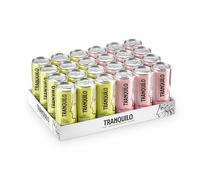 Lemon & Elderflower and Raspberry Sparkling Ashwagandha Drink Mixed Case from Tranquilo - 24 Cans of Natural Vegan Fruit Drink Infused with 500mg Ashwagandha Root - Sugar Free, CBD Free, & No Caffeine