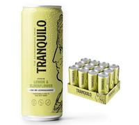 Lemon & Elderflower Sparkling Ashwagandha Drink from Tranquilo - 12 Cans of Natural Vegan Calming Fruit Drink Infused with 500mg Ashwagandha Root - Sugar Free, CBD Free, & No Caffeine