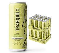 Lemon & Elderflower Sparkling Ashwagandha Drink from Tranquilo - 24 Cans of Natural Vegan Calming Fruit Drink Infused with 500mg Ashwagandha Root - Sugar Free, CBD Free, & No Caffeine