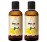 Lemon Essential Oil 2x100 ml - Citrus Limon - Fragrance Oil - for Diffuser and Aroma Lamp - Sauna - Aroma Soap - Candle - Aromatherapy - Fresh Scent - Air Freshener