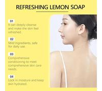 Lemon Essential Oil Soap For Brightening Skin, Handmade Lemon Plant Soap, Vitamin C Lem/on So/ap Bar, Le/mon Citrus So/ap For Deep Cleansing, Gentle S/oap For Face And Body Moisturizing (1 PCS)
