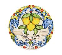 Lemon Floral Blue Scroll Design Round Tin Sign Vintage Metal Poster Retro Bar, Home, Man Cave, Kitchen, Laundry Room Wall Art Decor Gift 8x8In
