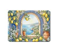 Lemon Floral Dish Drying Mats for Kitchen Counter, Yellow Floral Absorbent Rubber Dish Drainer Mat, Spring Coastal Design Drying Pad for Coffee Bar Protector 18x24 Inch