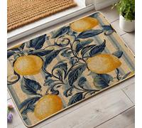 Lemon Floral Door Mat, Yellow Lemon Design for Summer & Spring Outdoor & Indoor Entryway, Non-Slip Water-Resistant Dust Absorbent Welcome Mat, Easy to Clean 29x17 Inch