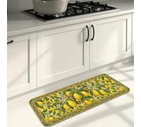 Lemon Floral Kitchen Mats for Floor, Vintage Botanical Soft Mats, Summer Cushioned Comfort Washable Decor Rugs for Kitchen Sinks Laundryroom Bathroom 16x47 Inch