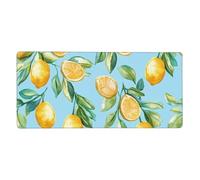 Lemon Floral Mouse Mat Summer Fruit Gaming Mouse Pad with Stitched Edges Non-Slip Large Desk Mat for PC Laptop Office Home Gamer 900x400x3mm Keyboard Mousepad