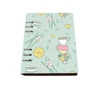 Lemon Floral Notebook, Pu Leather Notebooks A5, Lined Paper A5 Spiral Notebook 180Pages/90Sheets, Note Book Lined for Office, Exercise Books for Man, University Stationery Women Man