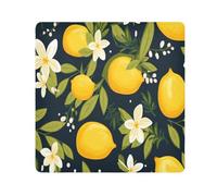 Lemon Flowers Black Camera Wrap Cloth, Squares Magic Self-Adhesive Cloth for Lens Camera Anti-Scratch Lens Protector Makeup Wrap Cloth Bag 21.7" x 21.7"