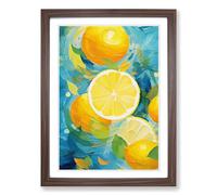 Lemon Fruit Abstract Framed Print | A2 Walnut Framed Wall Art | Ready to Hang | Abstract Food Picture | Living Room Bedroom Lounge Office
