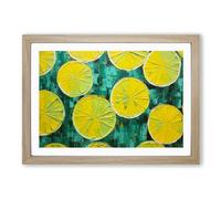 Lemon Fruit Abstract Framed Wall Art Print, Ready to Hang Picture for Living Room Bedroom Home Office, Oak A2 (66 x 48 cm)