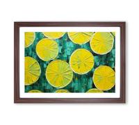 Lemon Fruit Abstract Framed Wall Art Print, Ready to Hang Picture for Living Room Bedroom Home Office, Walnut A2 (66 x 48 cm)