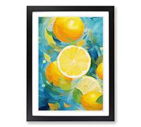Lemon Fruit Abstract Framed Wall Art Print, Ready to Hang Picture for Living Room Bedroom Home Office, Black A2 (48 x 66 cm)