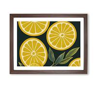 Lemon Fruit Art Deco Framed Print | A2 Walnut Framed Wall Art | Ready to Hang | Art Deco Food Picture | Living Room Bedroom Lounge Office