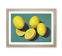 Lemon Fruit Citrus H1022 BLK Framed Print for Living Room Bedroom Home Office Décor, Wall Art Picture Ready to Hang, Oak A2 Frame (64 x 46 cm)