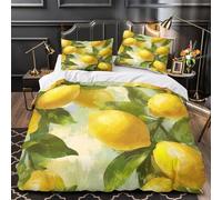 Lemon Fruit Duvet Cover 3D Design Printed Machine Washable 3 Pieces Bedding Set Zipper Painted still Life Comforter Cover Hotel Quality Washable for Adults Kids Women Teens Youth Double（200x200cm）