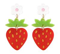 Lemon Fruit Earrings Cute Lifelike Lemon Strawberry Dangle Drop Earrings Funny Yellow Fruit Jewelry for Party Holiday Summer Beach Accessories, M, Zinc, No Gemstone