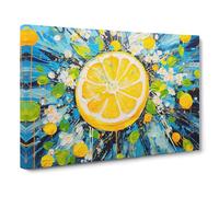 Lemon Fruit Expressionism No.2 Canvas Print | Gallery Wrapped 30mm Frame Wall Art | 30x20 inches | Ready to Hang | Eclectic Still Life Picture | Living Room Bedroom Lounge Office