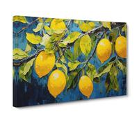 Lemon Fruit Expressionism No.3 Canvas Print | Gallery Wrapped 30mm Frame Wall Art | 30x20 inches | Ready to Hang | Eclectic Still Life Picture | Living Room Bedroom Lounge Office