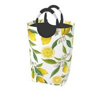 Lemon Fruit Florals, Laundry Hamper, Collapsible Laundry Basket Large Durable Storage Bin with Handles 50L