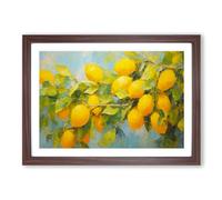 Lemon Fruit Impressionism Framed Print | A2 Walnut Framed Wall Art | Ready to Hang | Impressionist Food Picture | Living Room Bedroom Lounge Office