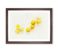 Lemon Fruit In Abstract Modern Art Framed Print | A2 Walnut Framed Wall Art | Ready to Hang | Abstract Food Picture | Living Room Bedroom Lounge Office