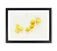 Lemon Fruit In Abstract Modern Art Framed Wall Art Print, Ready to Hang Picture for Living Room Bedroom Home Office Décor, Black A3 (46 x 34 cm)