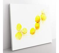 Lemon Fruit in Abstract Modern Canvas Wall Art Print Ready to Hang, Framed Picture for Living Room Bedroom Home Office Décor, 35x35 cm (14x14 Inch)