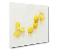 Lemon Fruit in Abstract Modern Canvas Wall Art Print Ready to Hang, Framed Picture for Living Room Bedroom Home Office Décor, 14x14 Inch (35x35 cm)