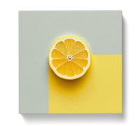 Lemon Fruit Minimalism Canvas Print | Gallery Wrapped 30mm Frame Wall Art | 20x20 inches | Ready to Hang | Minimalist Still Life Picture | Living Room Bedroom Lounge Office