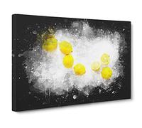 Lemon Fruit Paint Splash Canvas Print for Living Room Bedroom Home Office Décor, Wall Art Picture Ready to Hang, 30 x 20 Inch (76 x 50 cm)