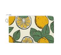 Lemon Fruit Pattern Coin Purse with Zipper Coin Wallet Coin Pouch Canvas Change Purse Pouch Zero Wallet Coin Bag