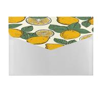 Lemon Fruit Pattern File Folder with Snap&6 Pockets Reusable File Organizer Portable Document Paper Bill Receipt Organizer Plastic Envelopes for Office College Letter Size