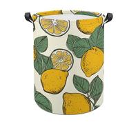 Lemon Fruit Pattern Laundry Basket Large Foldable Laundry Hamper Waterproof Clothes Hamper with Handles Durable Dirty Clothes Storage Bucket for Bedroom Bathroom Laundry Room
