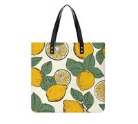 Lemon Fruit Pattern Leather Tote Bag for Women Casual Shoulder Bag Large Work Purse Vintage Satchel Handbag with Top Handle for Travel